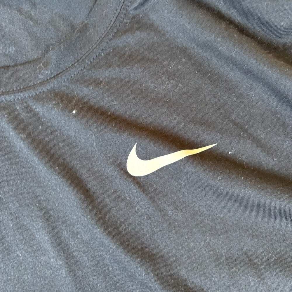 Nike Dri-FIT Tee Shirt Mens M Black White Swoosh Logo Activewear Long Sleeve - Picture 4 of 7
